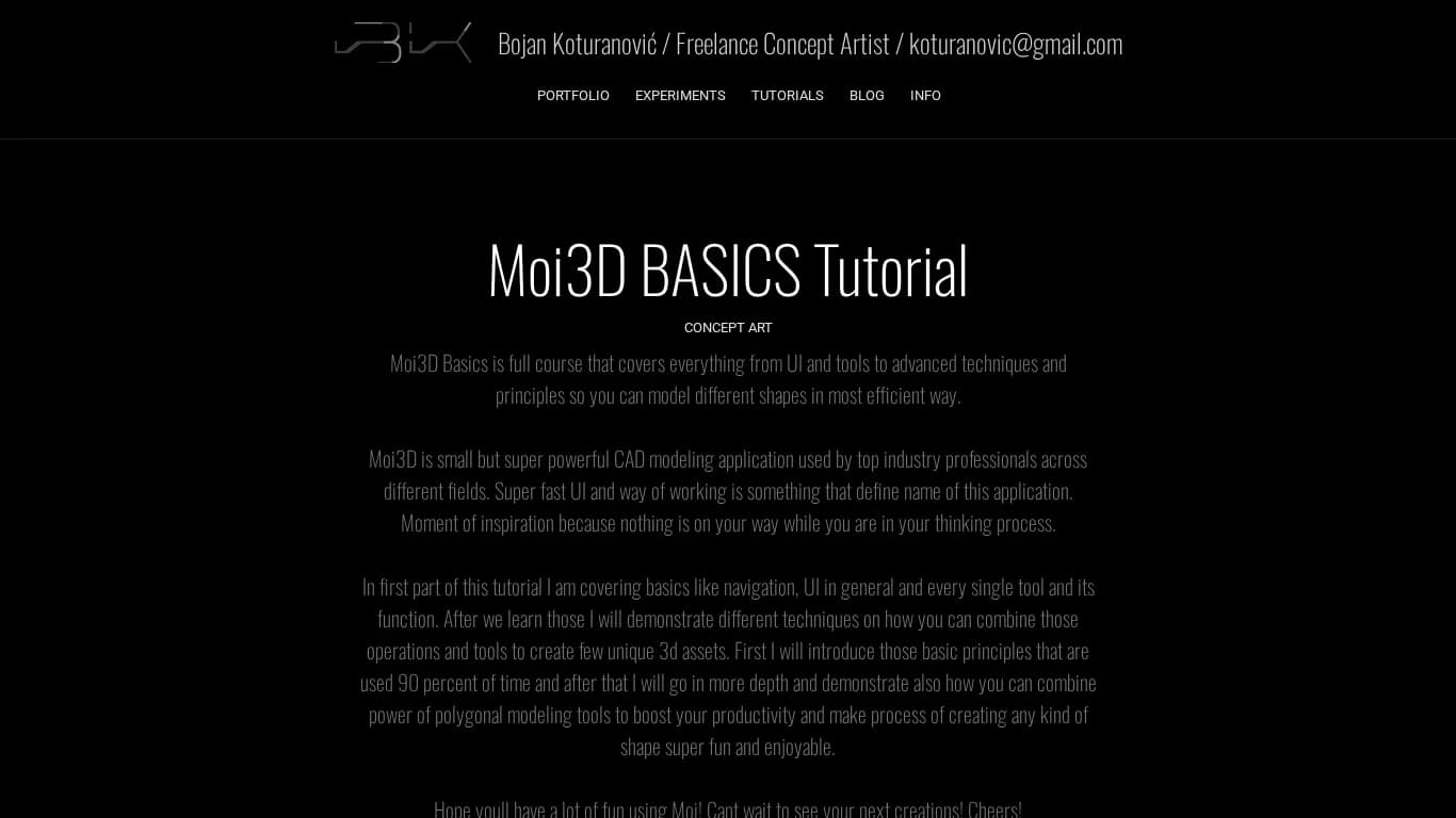 Bojan Koturanovic – Moi3D Basics Tutorial